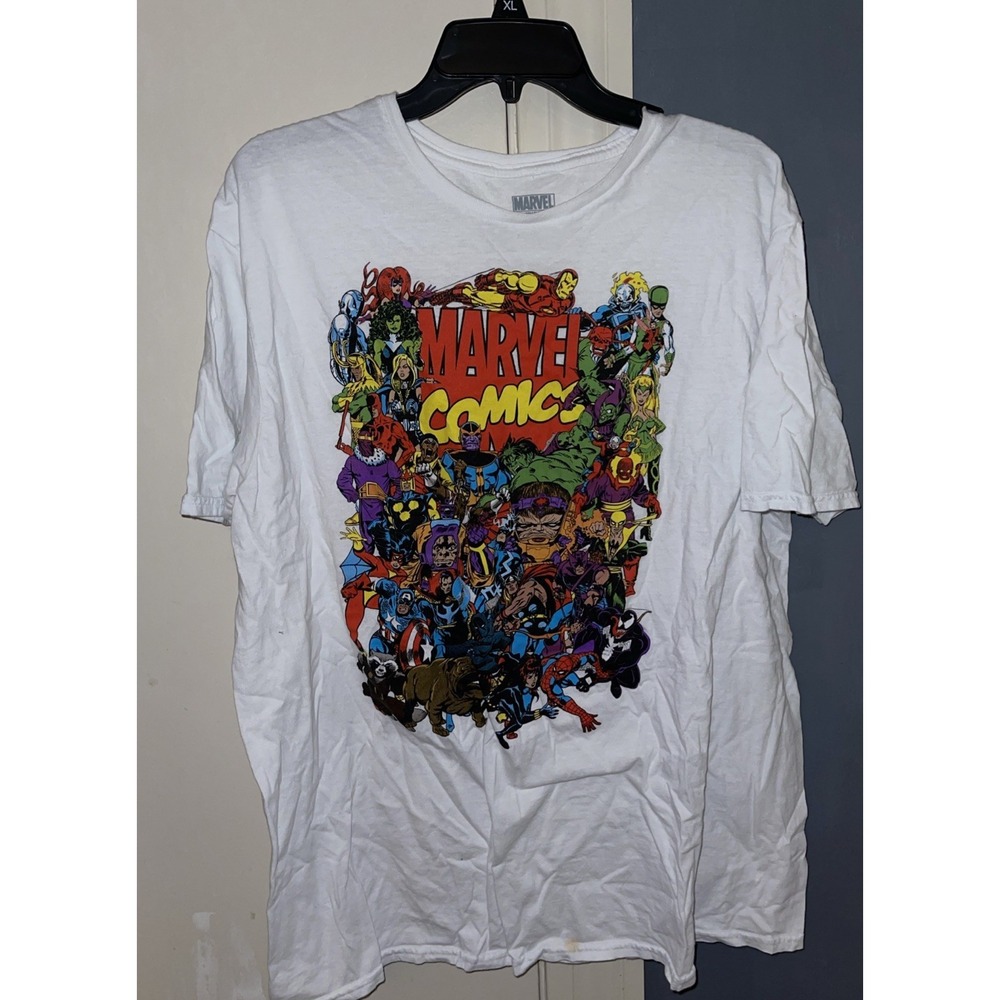 Marvel Comics Tee T-shirt Crew Neck  Men's Size XL White 100% Cotton